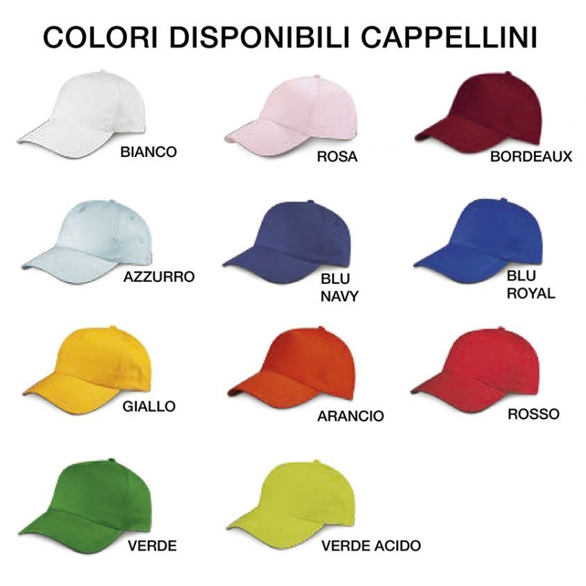 colori disponibili per cappellino bambini e adulti